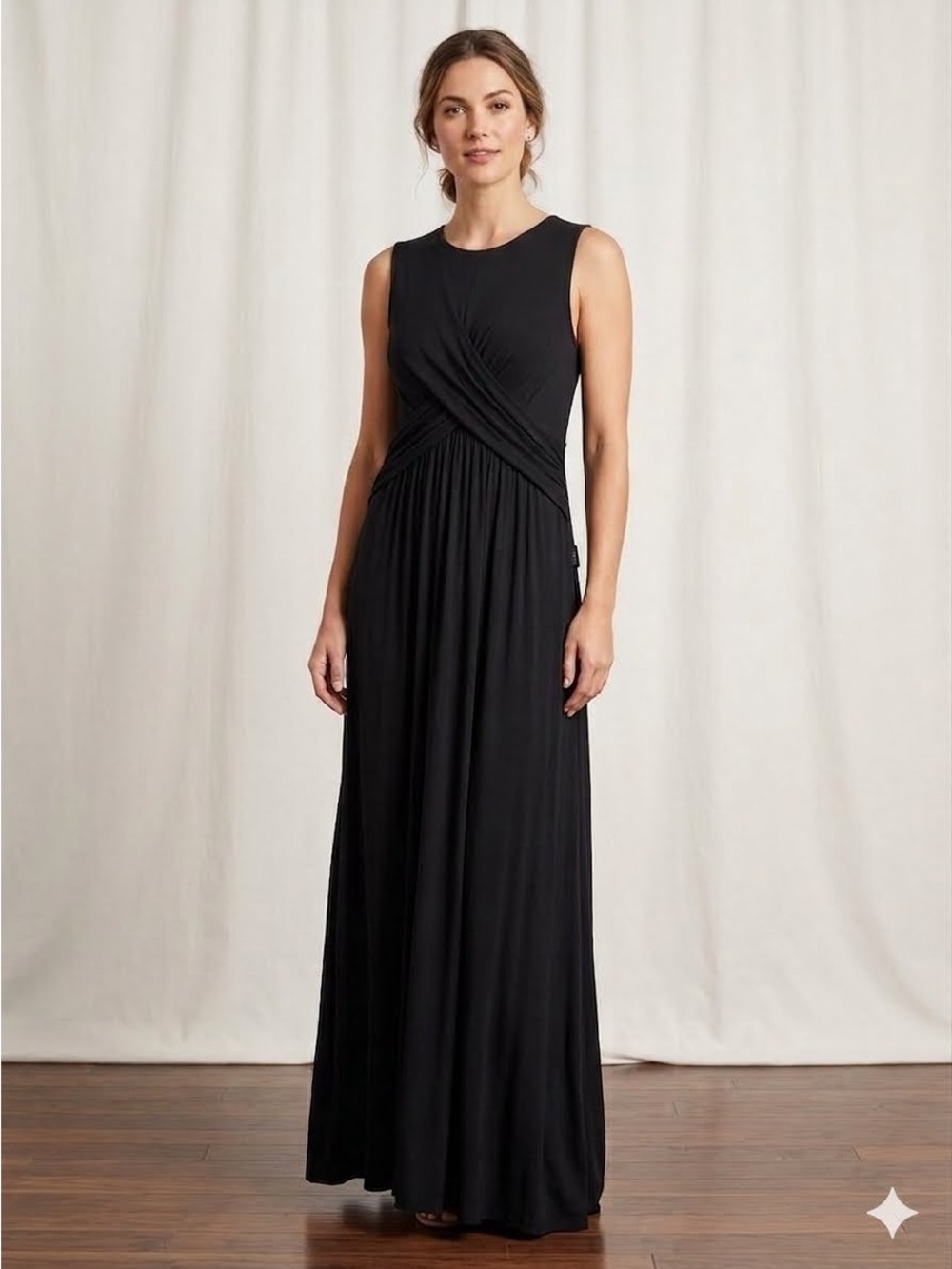 Soma Goddess Black Sleeveless Wrap-Style Maxi Dress- Large